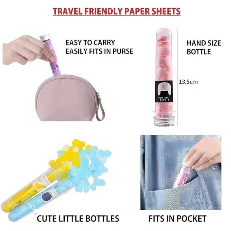 Happy Bubu Portable Dissolvable Paper Soap Strips | 50 Sheets Travel Pocket Hand Wash | Aloe Vera & Vitamin E | Alcohol-Free Hygienic Soap Paper for Kids & Adults | School, Office, Camping & Outdoor Use