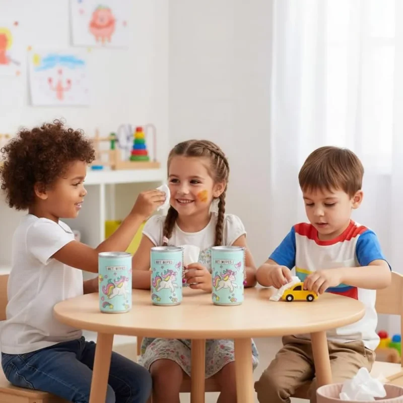 Happy Bubu Portable Wet Wipes Canister Compact Travel-Friendly Wipes for Face, Hands & Body Enriched with Aloe Vera & Vitamin E Soft, Alcohol-Free, Multipurpose Hygienic Tissues – 30 Wipes Pack